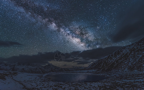 雪夜景冷噶措背景