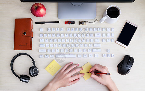 手和键盘素材创意办公桌面素材背景