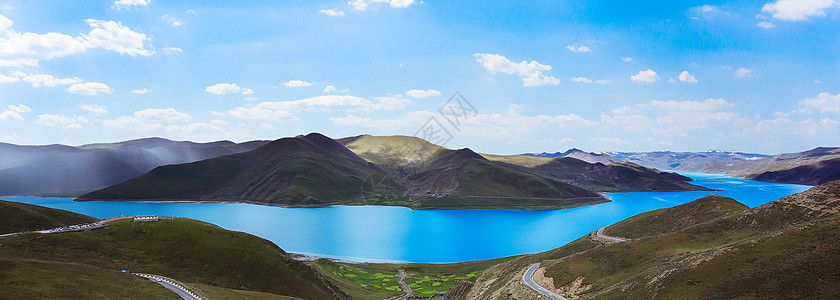 西藏羊卓雍错西藏美景羊湖羊卓雍错全景美图背景