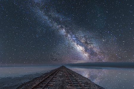 璀璨夜空茶卡盐湖银河背景