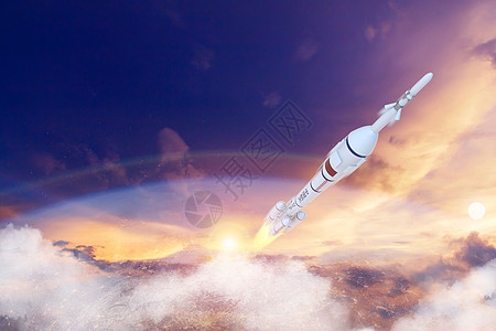星空中发射的火箭背景图片