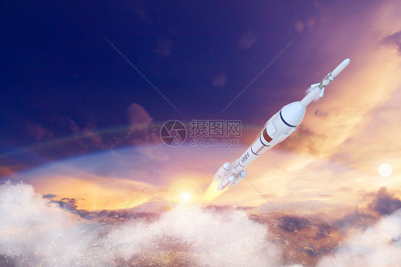 星空中发射的火箭图片
