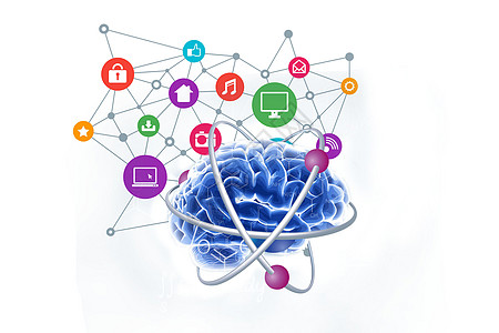 大脑里的知识决定网络通讯沟通背景图片
