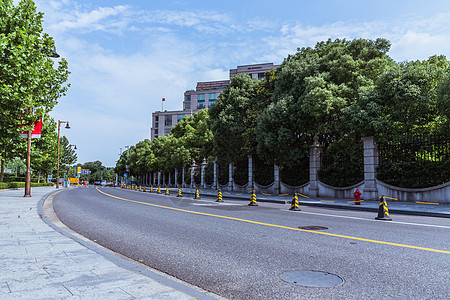 上海外滩城市空旷马路背景图片