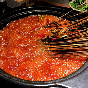 美食调料夏日夜场火锅串串背景