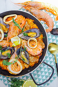 西班牙美食西班牙海鲜饭背景