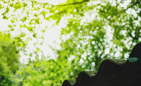 清爽夏季古村落屋檐背景