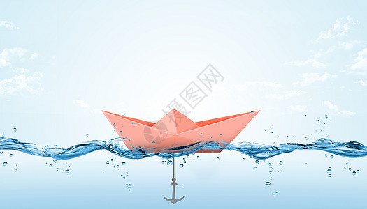 金融战略纸船与锚设计图片