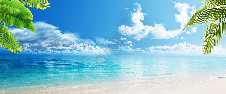 风景背景大海沙滩海报设计图片