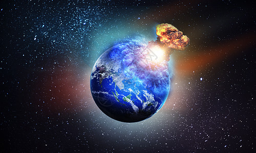 星空爆发地球星上的蘑菇云设计图片