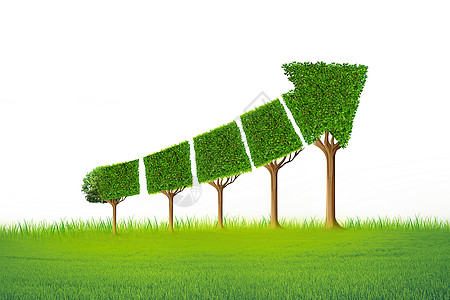 创意箭头树木经济图表和生态或生态发展的概念背景图片