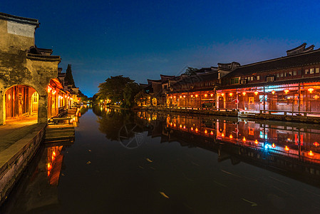 江南古镇南浔夜景背景图片