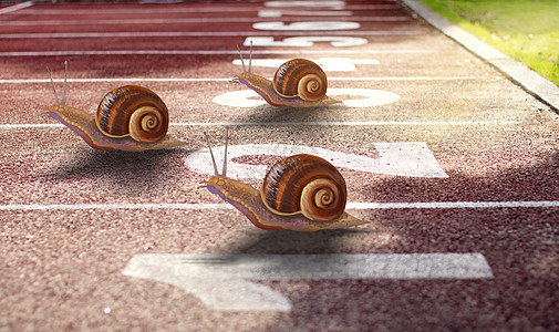 努力的蜗牛跑道起跑线高清图片
