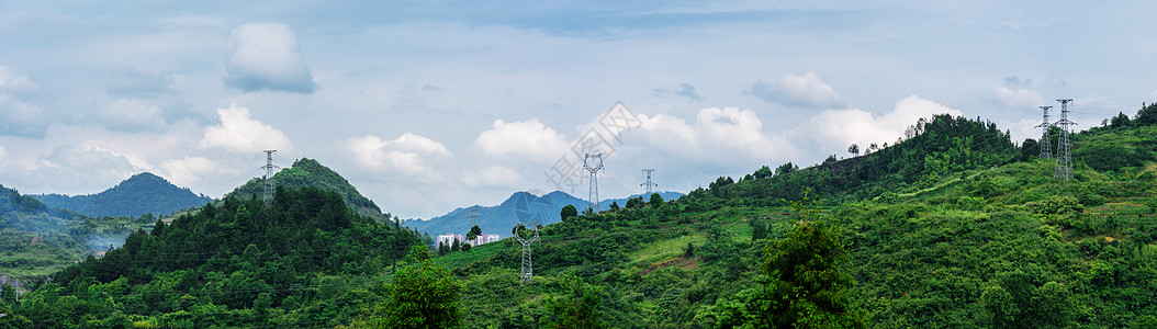 绿色山脉山川山岭全景图片