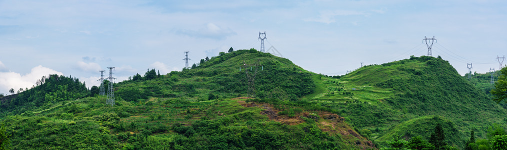 绿色山脉山川山岭全景图片