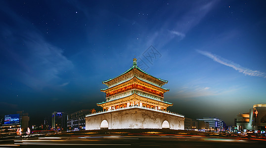 滦州古城钟楼鼓楼 城市地标背景