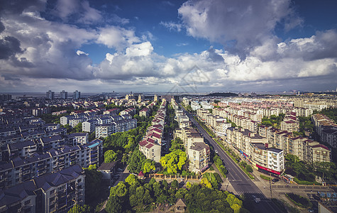 上海街景宝山社区全景背景