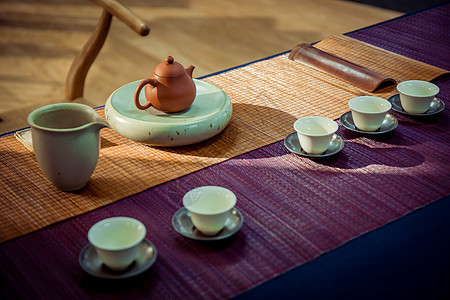 午后茶室茶艺烹茶高清图片