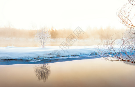 雾雪雾凇河流背景