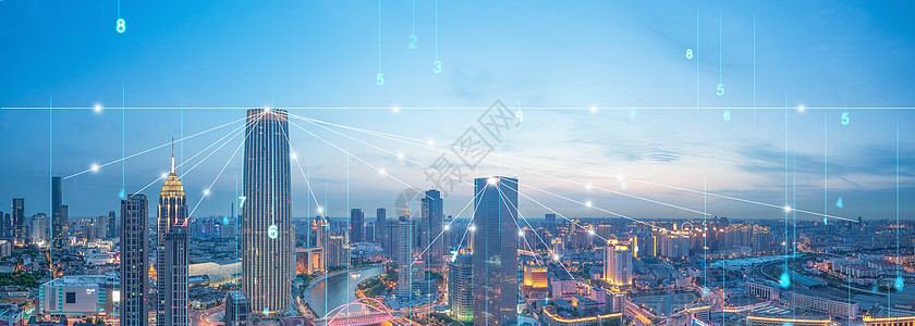 纪念日上海城市城市科技线条背景设计图片