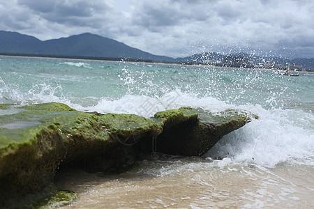 海南夏日海洋浪线高清图片