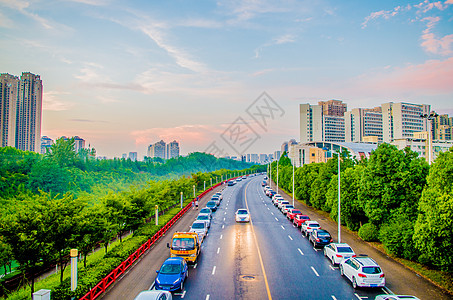 城市晚霞风景背景图片