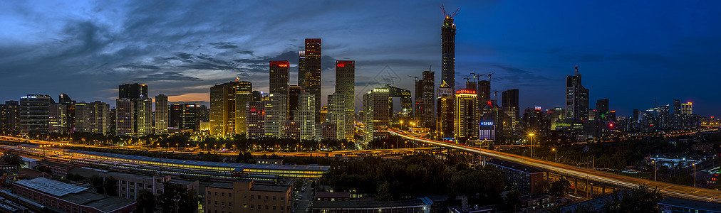 北京cbd夜景霓虹灯高清图片素材