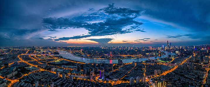 上海繁华都市全景城市夜景背景图片