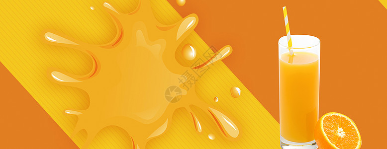 橙汁banner背景设计图片