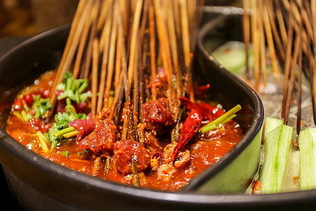 美食店铺四川火锅串串背景