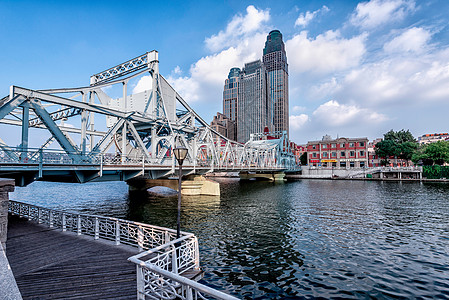 天津标志性建筑天津海河解放桥背景