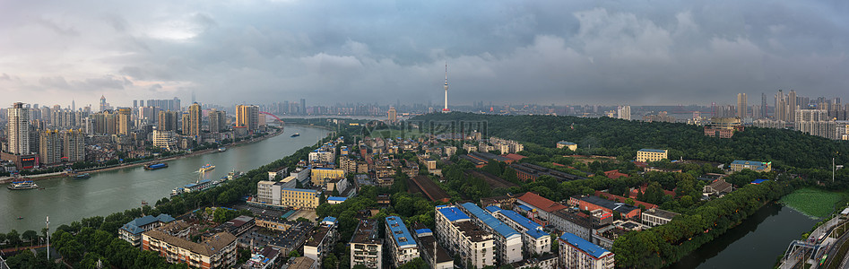 马来西亚城市武汉城市风光全景背景