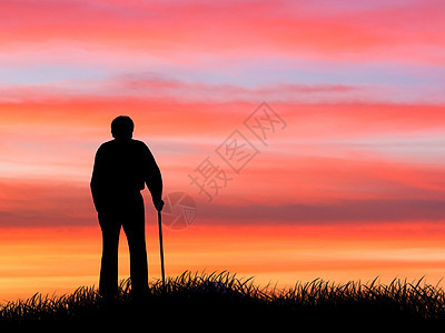 夕阳下的老人背景图片