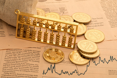 分析折叠金色的投资理财概念图背景
