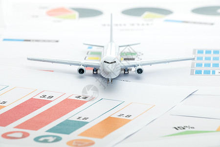 飞机数据放在数据报表上的飞机模型背景