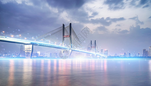 大海夜景城市科技光线设计图片