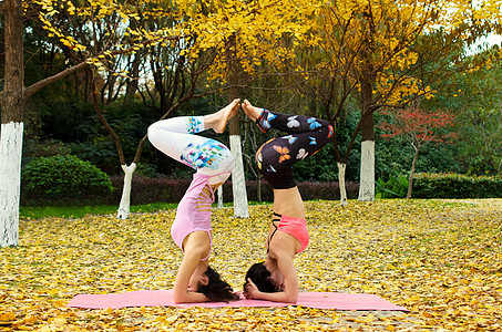 户外秋天公园瑜伽图片