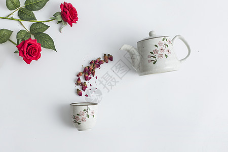 创意玫瑰花茶背景图片