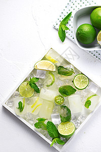 夏日冰块薄荷柠檬清爽素材图片