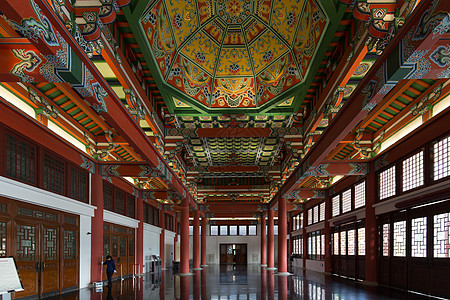 建筑设计线条南京博物院室内背景