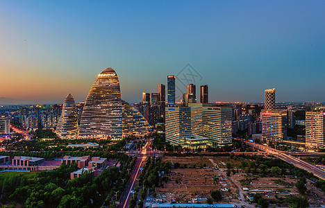 夜晚的街道望京soho背景