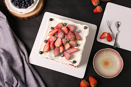 蓝莓甜品美味的草莓蛋糕背景