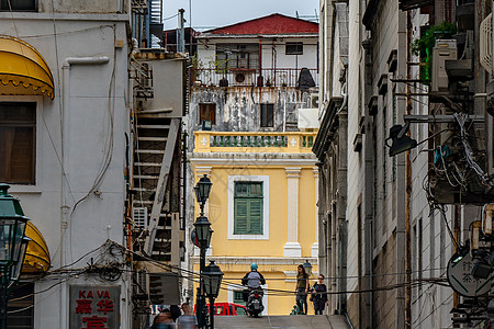 马路黑白澳门建筑风景背景