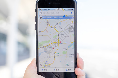 iPhone7界面正在使用手机地图手机界面特写背景