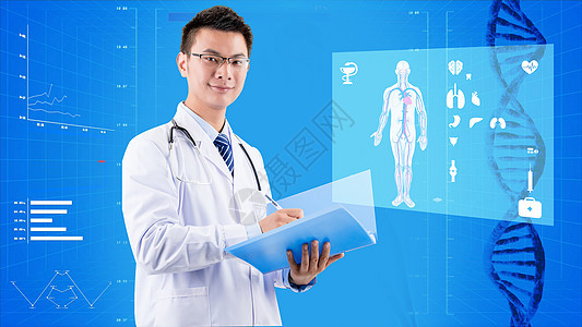记录人体器官情况的医生背景图片