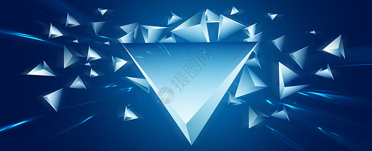 科技背景蓝色漂浮三角形高清图片