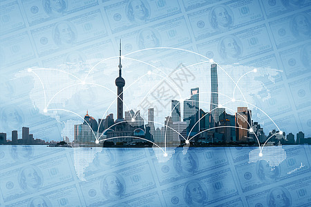 世界金融 美元高楼背景图片