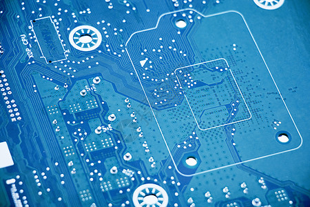 蓝色互联网电子芯片科技电路板摄影图背景