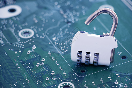 科技感芯片密码锁安全概念图电路高清图片素材
