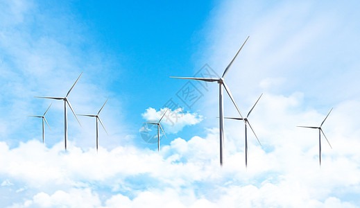 能源环保云端风车背景设计图片